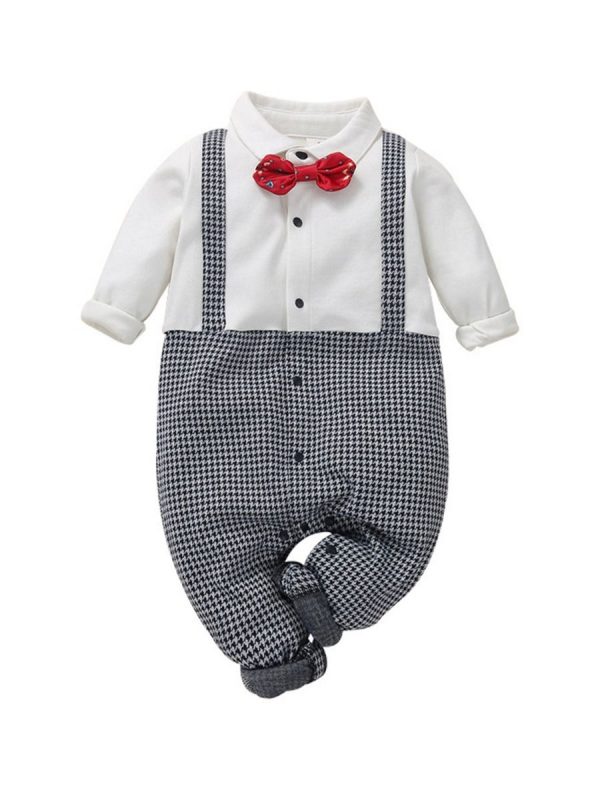 Two-piece Houndstooth Bowtie Jumpsuit