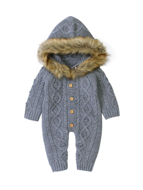 Fur Knit Hooded Jumpsuit - Image 2