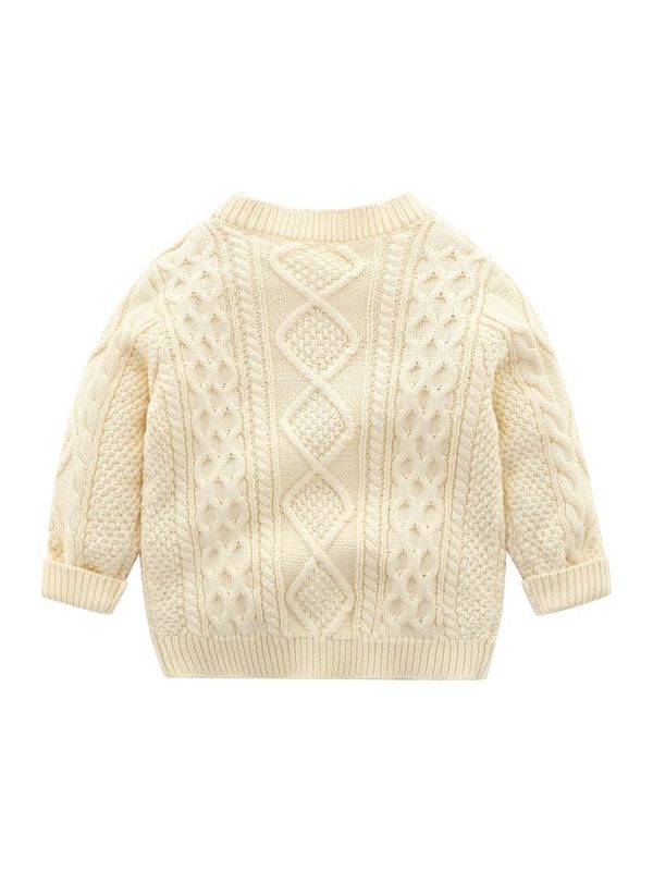 Navy & Cream Knitted Cardigan - Image 4