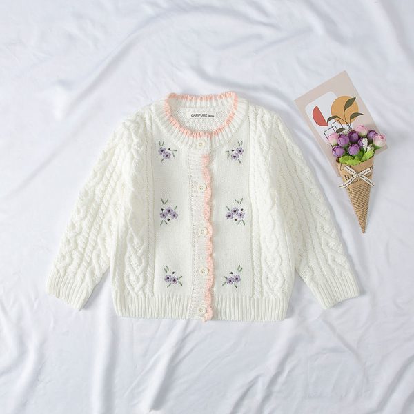 Flower Embroidery Knit Cardigan