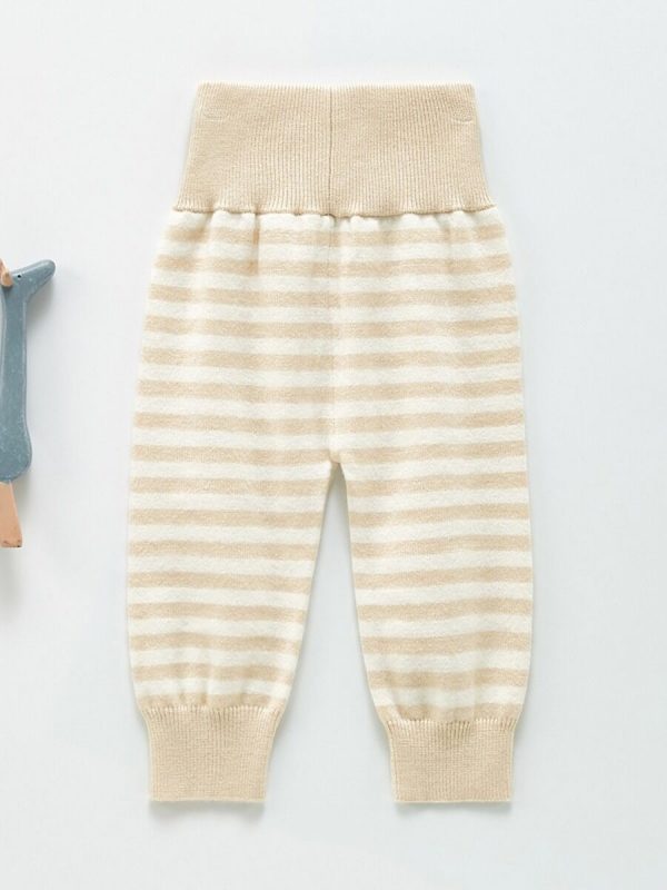 Striped Knit Pants Cream