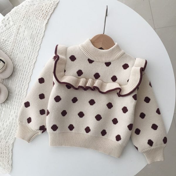 Polka Dot Ruffle Trim Jersey