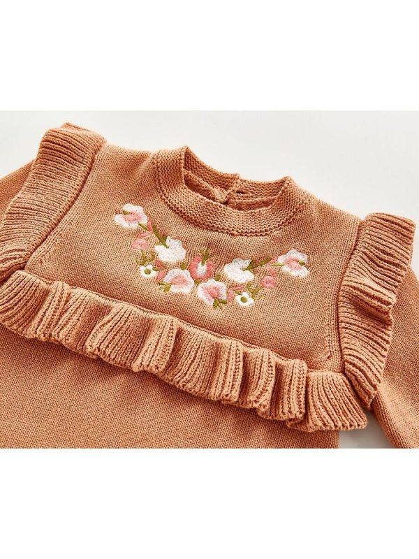 Embroidered Flower Knitwear Bodysuit - Image 5