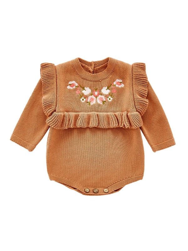 Embroidered Flower Knitwear Bodysuit - Image 3