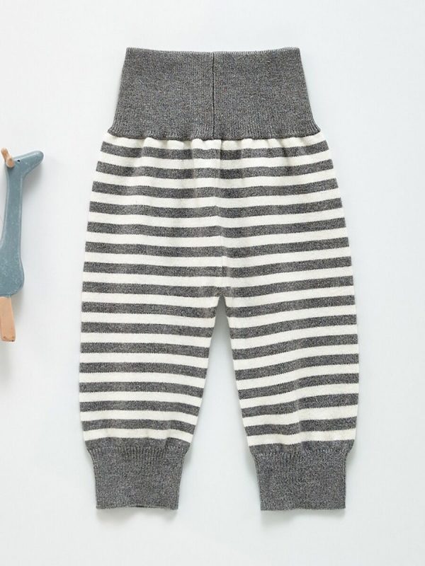 Striped Knit Pants Grey