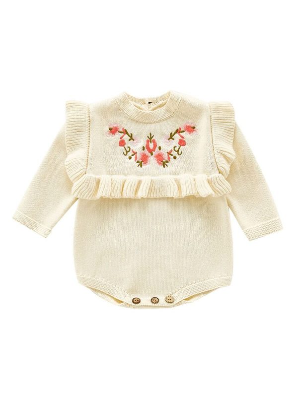 Embroidered Flower Knitwear Bodysuit - Image 2