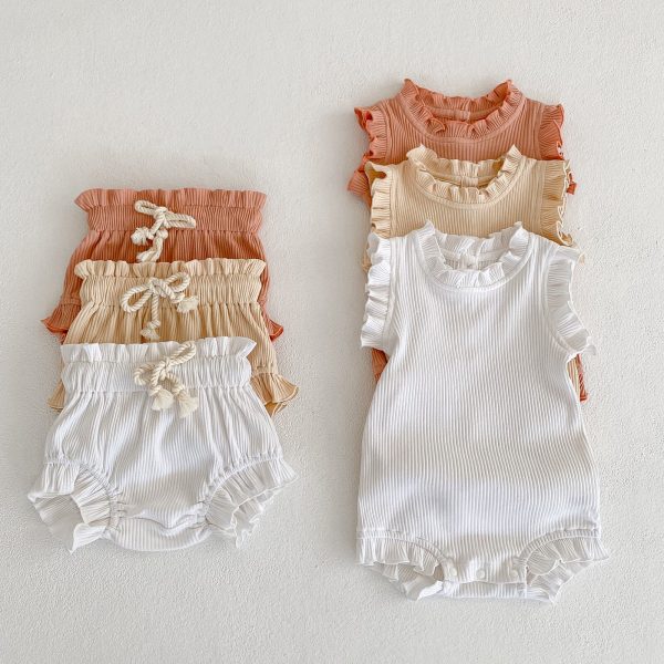 Ruffle Trim Bodysuit & Shorts