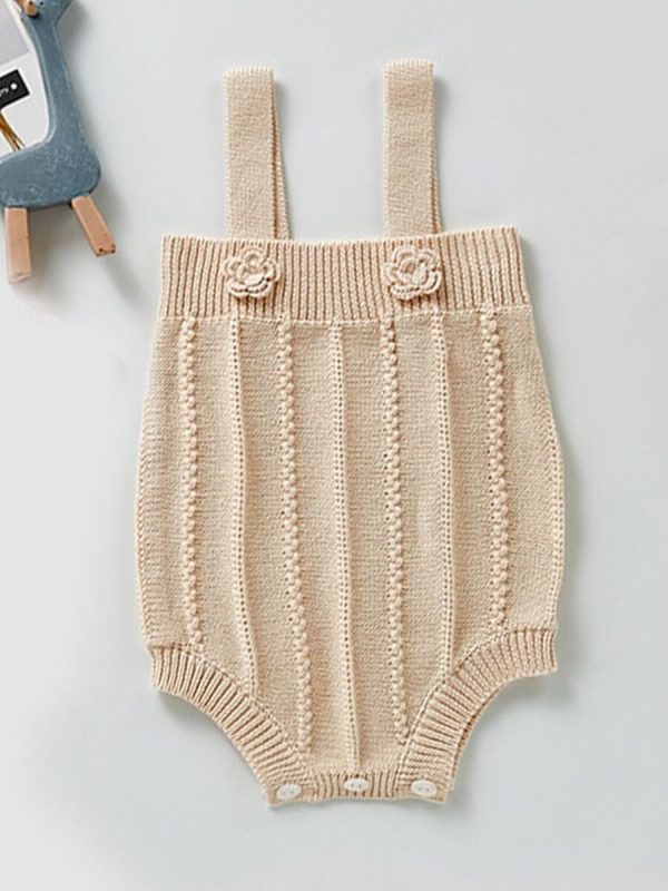 Handmade Knit Flower Suspender Bodysuit