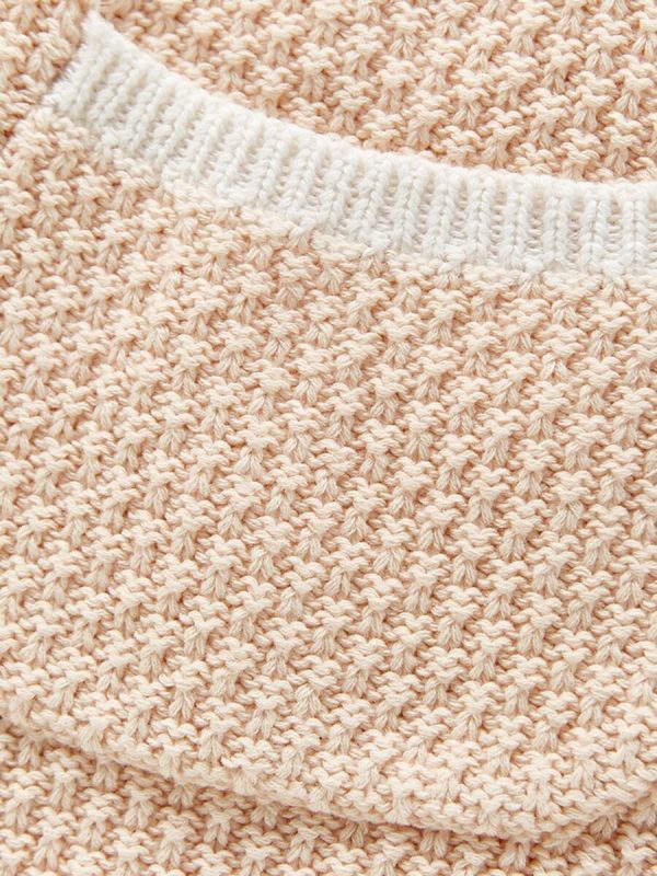 Peach & White Knit Suspender Bodysuit - Image 4