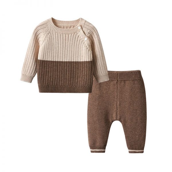 Color Block Knitwear Set