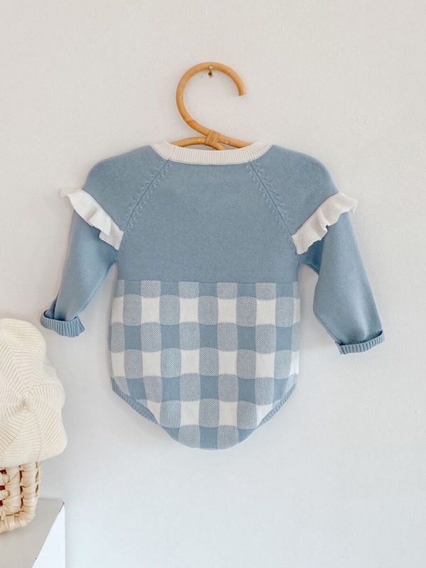 Plaid Pom Pom Knit Bodysuit - Image 2