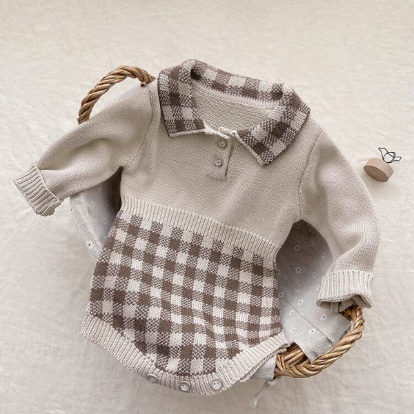 Knitted Plaid Bodysuit